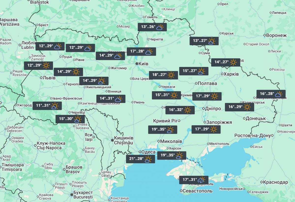 6 червня температура в Україні знову почне підвищуватися (карта) 6 червня температура в Україні знову почне підвищуватися (карта)