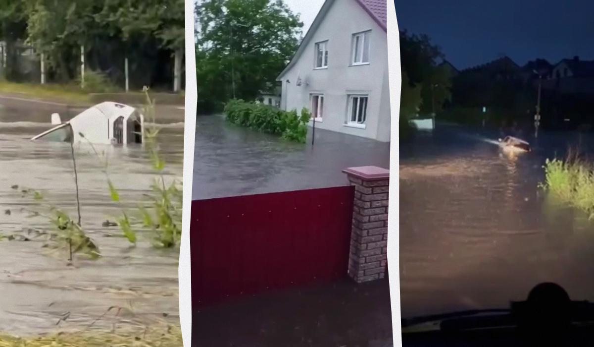 На Львівщині тривають зливові дощі / колаж УНІАН, скріншоти з відео