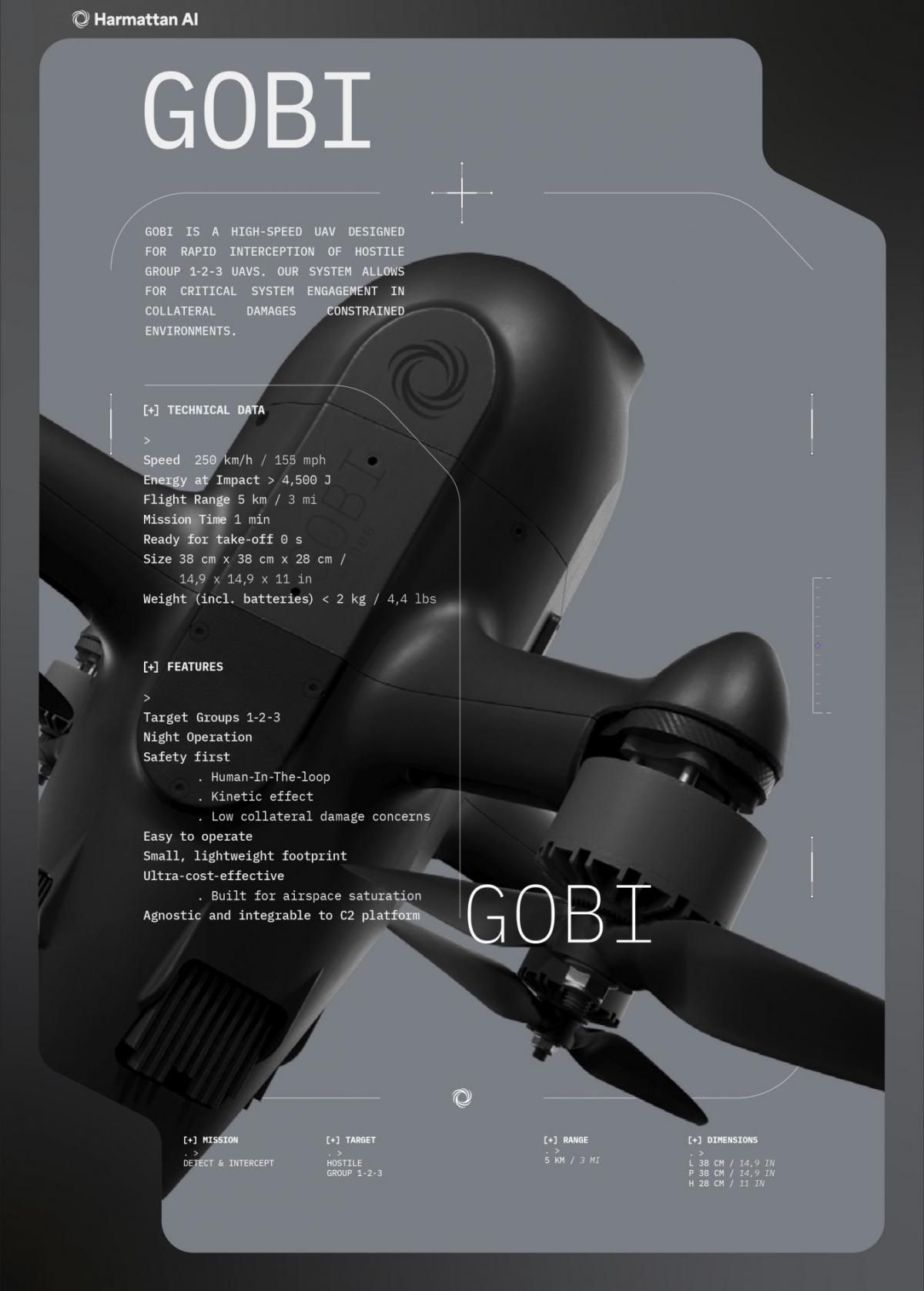 Характеристика зенитного дрона Gobi/ фото Defense Express Характеристика зенитного дрона Gobi/ фото Defense Express