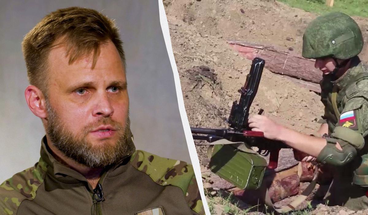 Полковник Максим Казбан пояснив, чому російські солдати ідуть вперед на смерть / колаж УНІАН, кадри з відео Полковник Максим Казбан пояснив, чому російські солдати ідуть вперед на смерть / колаж УНІАН, кадри з відео