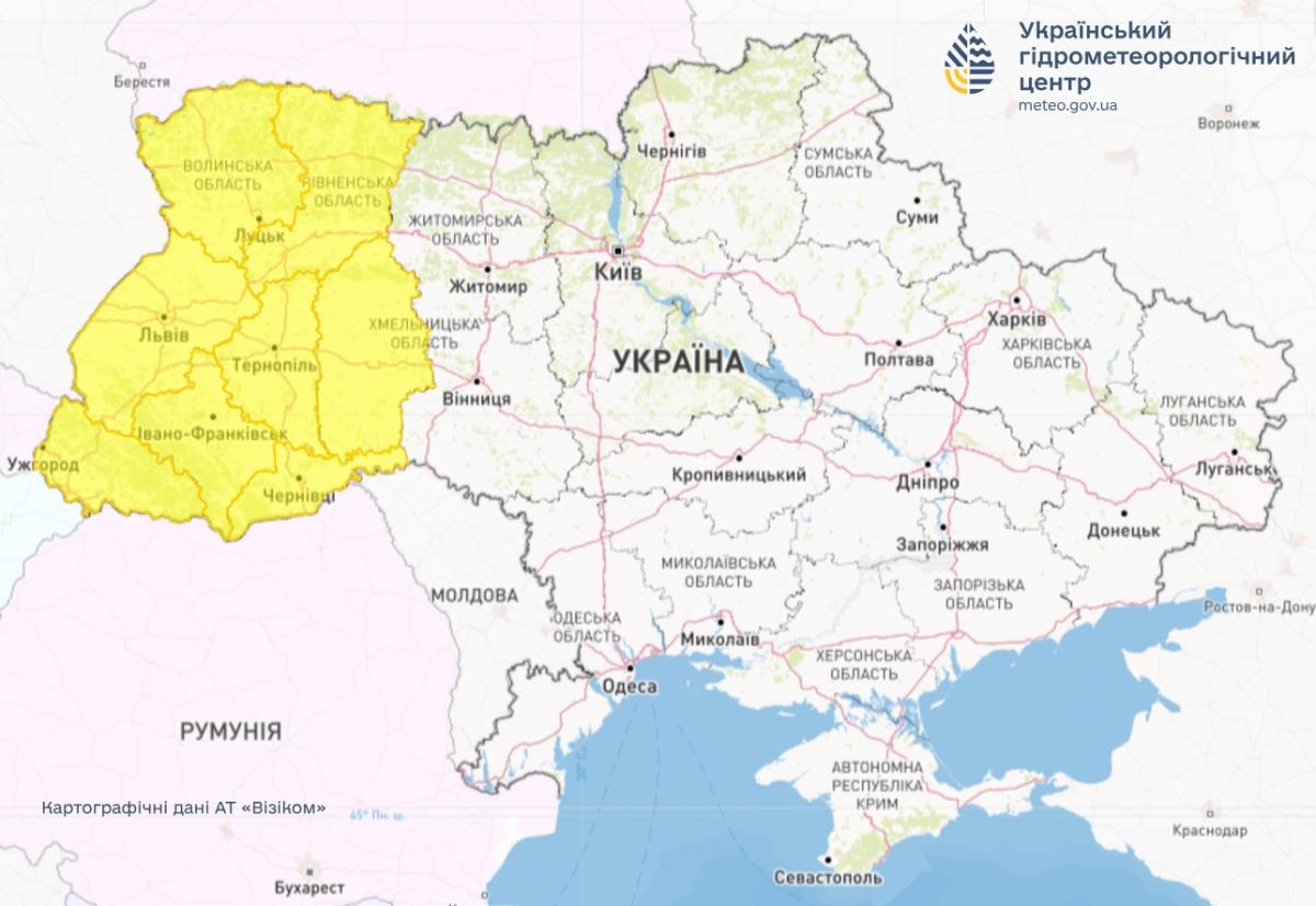 На заход України 14 липня вируватиме негода / фото Укргідрометцентр На заход України 14 липня вируватиме негода / фото Укргідрометцентр