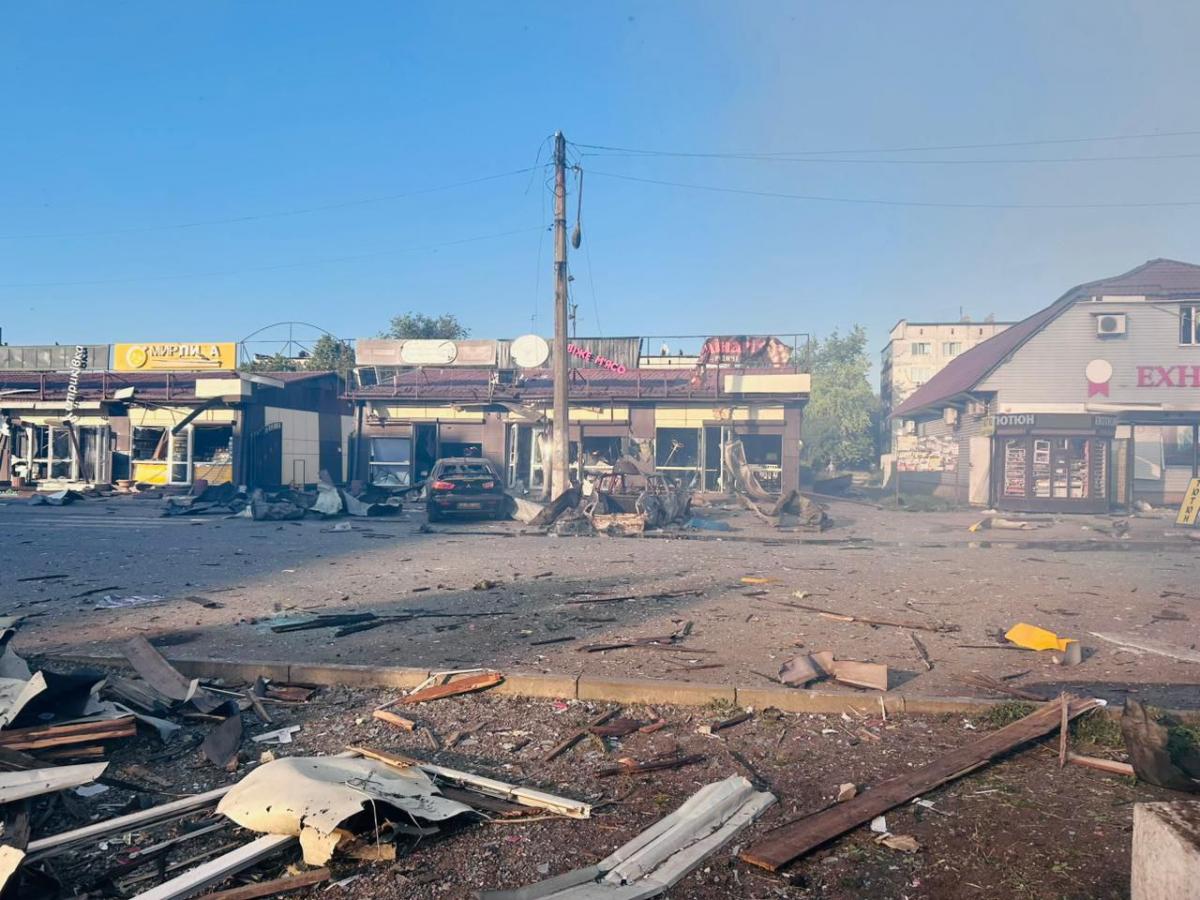 Центр Добропілля після удару РФ / фото t.me/VadymFilashkin Центр Добропілля після удару РФ / фото t.me/VadymFilashkin