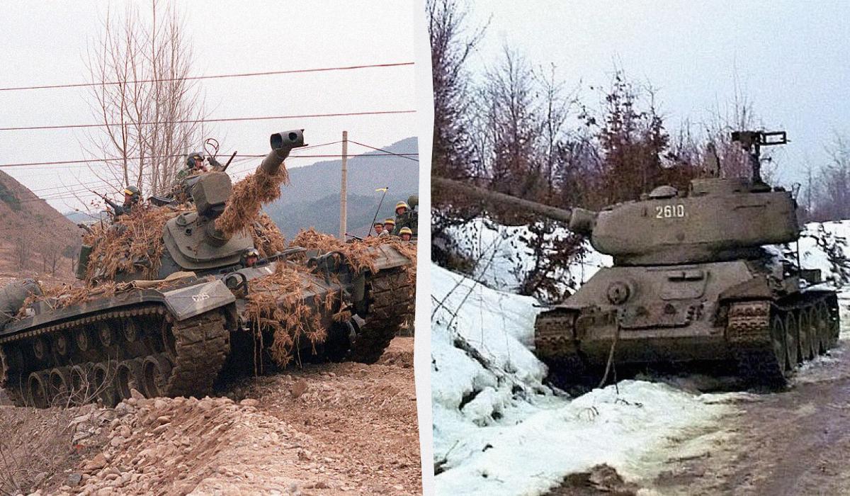 Південнокорейський М48 під час військових навчань у 1980-х та сербський Т-34-85 під час Боснійської війни у 1996-му / колаж УНІАН, фото wikipedia.org Південнокорейський М48 під час військових навчань у 1980-х та сербський Т-34-85 під час Боснійської війни у 1996-му / колаж УНІАН, фото wikipedia.org