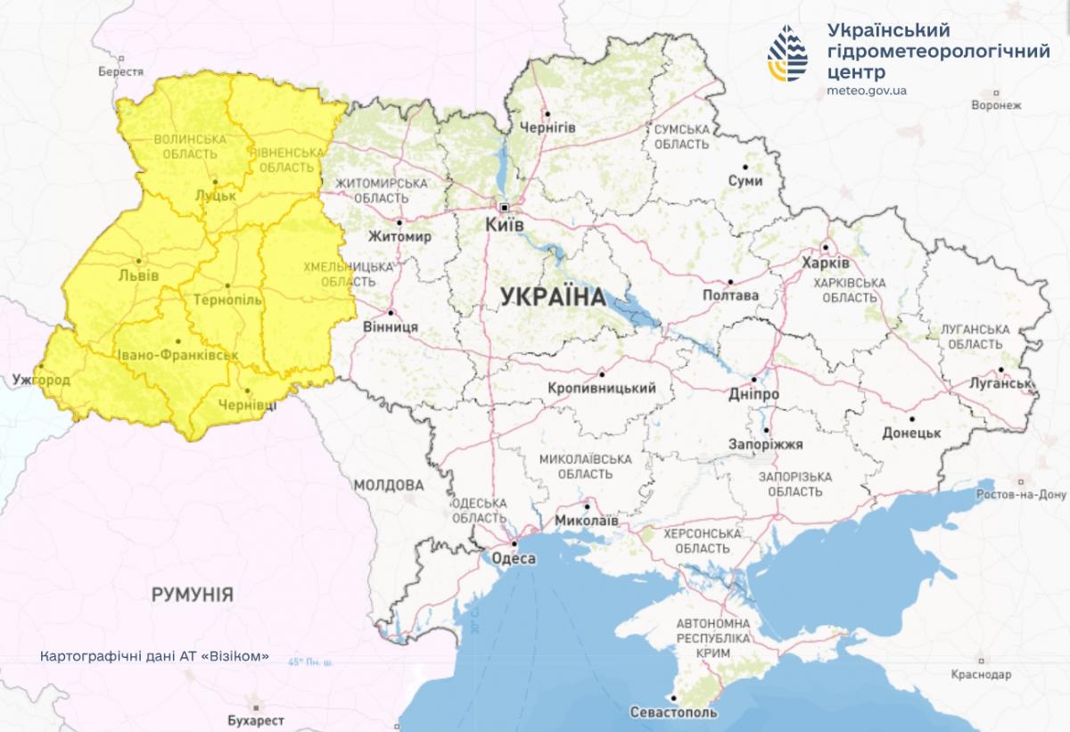 На западе Украины 25 июля будут грозы / фото Укргидрометцентр На западе Украины 25 июля будут грозы / фото Укргидрометцентр