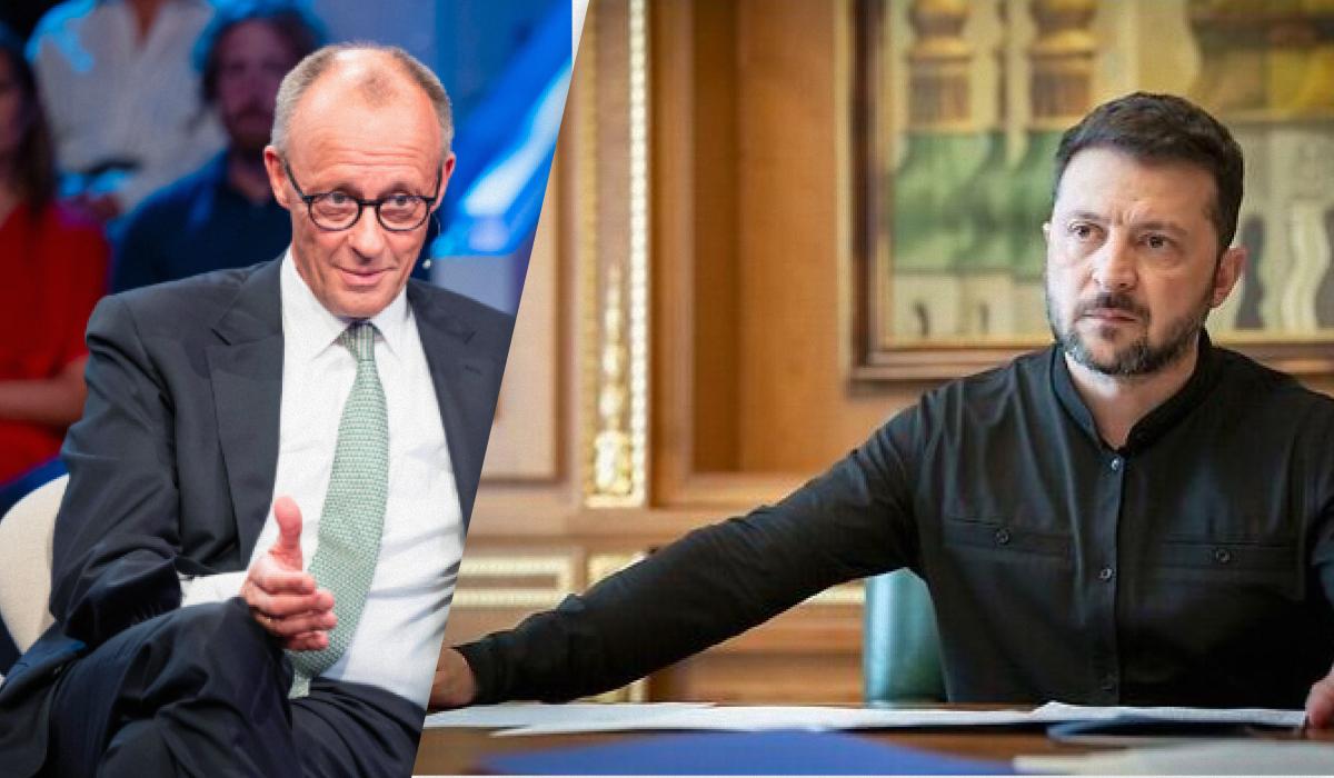 Володимир Зеленський провів телефонну розмову з Фрідріхом Мерцом / колаж УНІАН, фото Відомство канцлера Німеччини, Офіс президента України Володимир Зеленський провів телефонну розмову з Фрідріхом Мерцом / колаж УНІАН, фото Відомство канцлера Німеччини, Офіс президента України