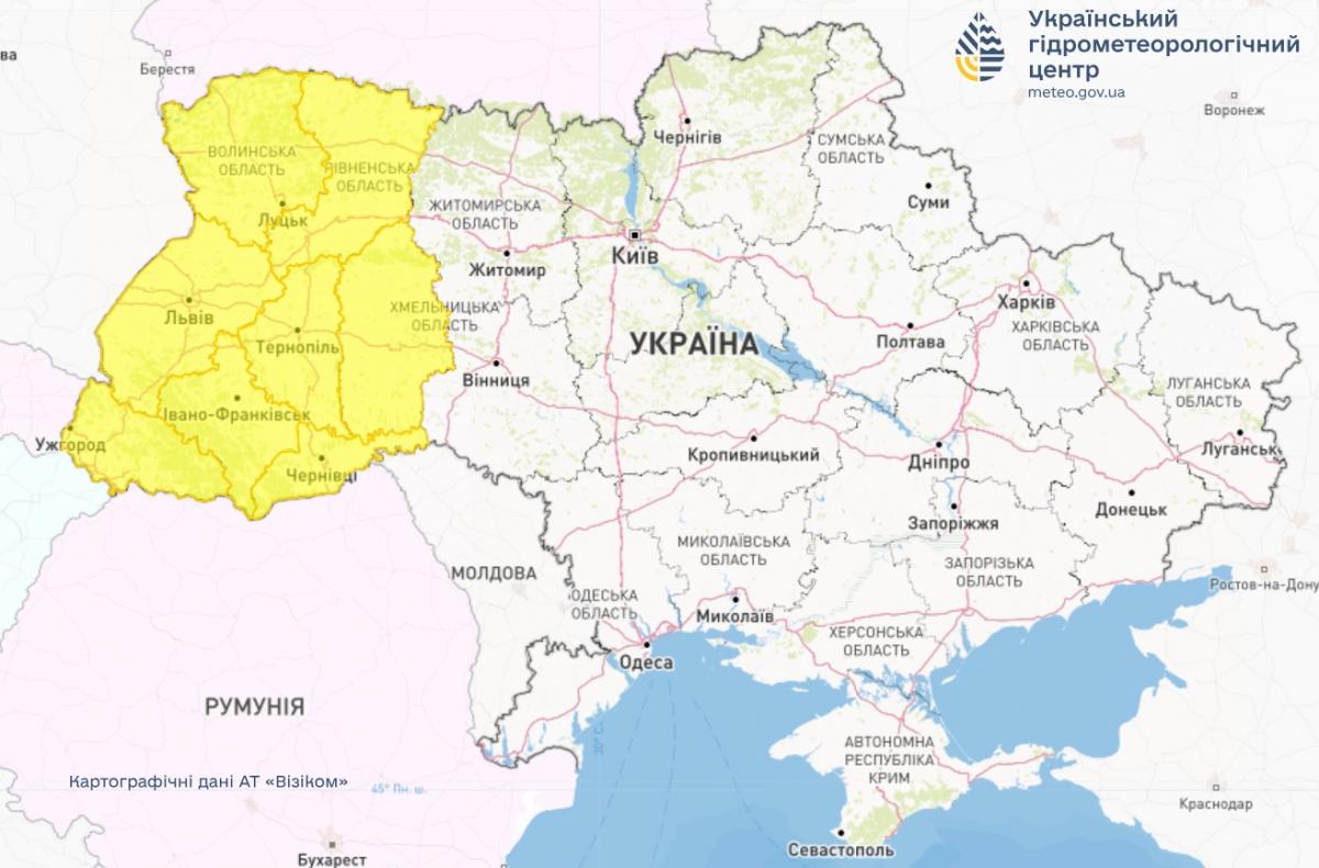 На заході України сьогодні гримітимуть грози / фото Укргідрометцентр На заході України сьогодні гримітимуть грози / фото Укргідрометцентр