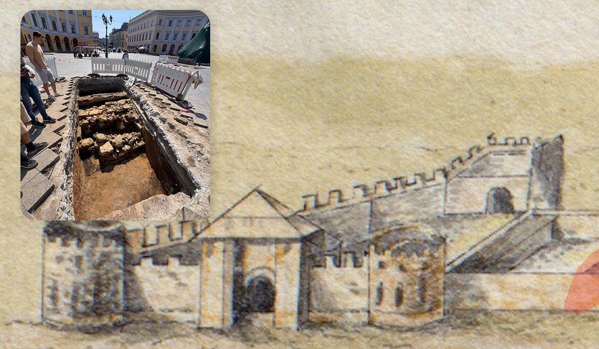 Зокрема вчені показали вигляд замку на схемі та його залишки, які виявили нещодавно / колаж УНІАН, фото Університет Ушинського м. Одеса  Зокрема вчені показали вигляд замку на схемі та його залишки, які виявили нещодавно / колаж УНІАН, фото Університет Ушинського м. Одеса