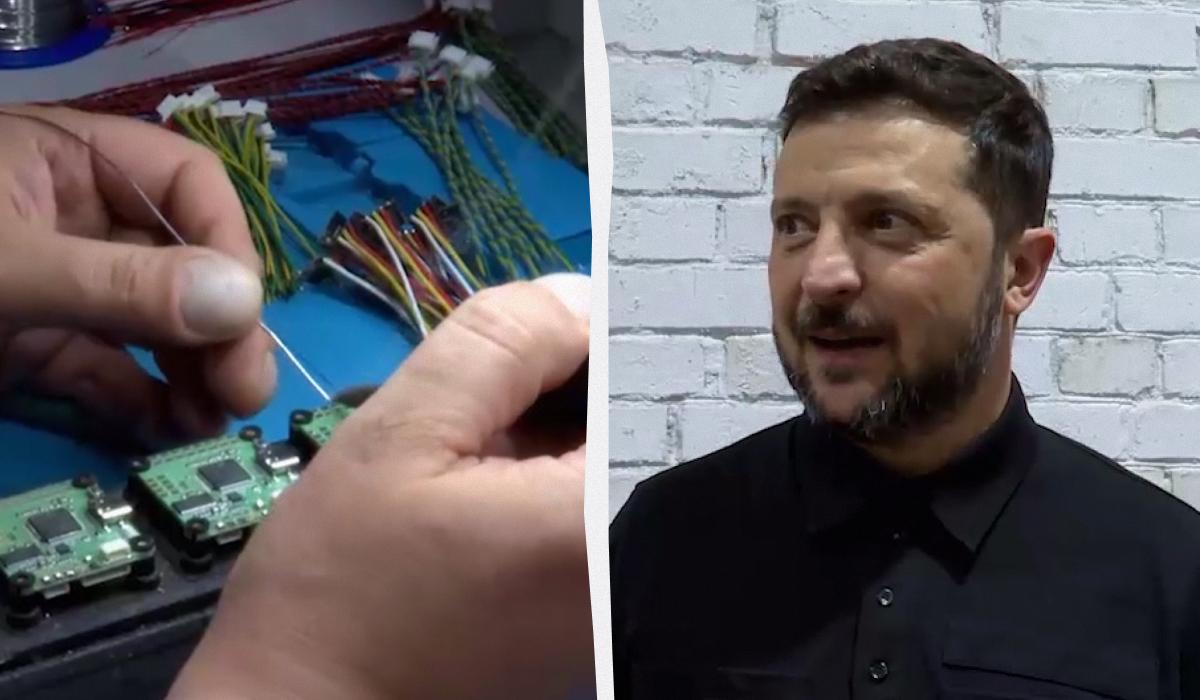 Виробництво дронів триває / колаж УНІАН, кадри з відео Telegram/@V_Zelenskiy_official Виробництво дронів триває / колаж УНІАН, кадри з відео Telegram/@V_Zelenskiy_official