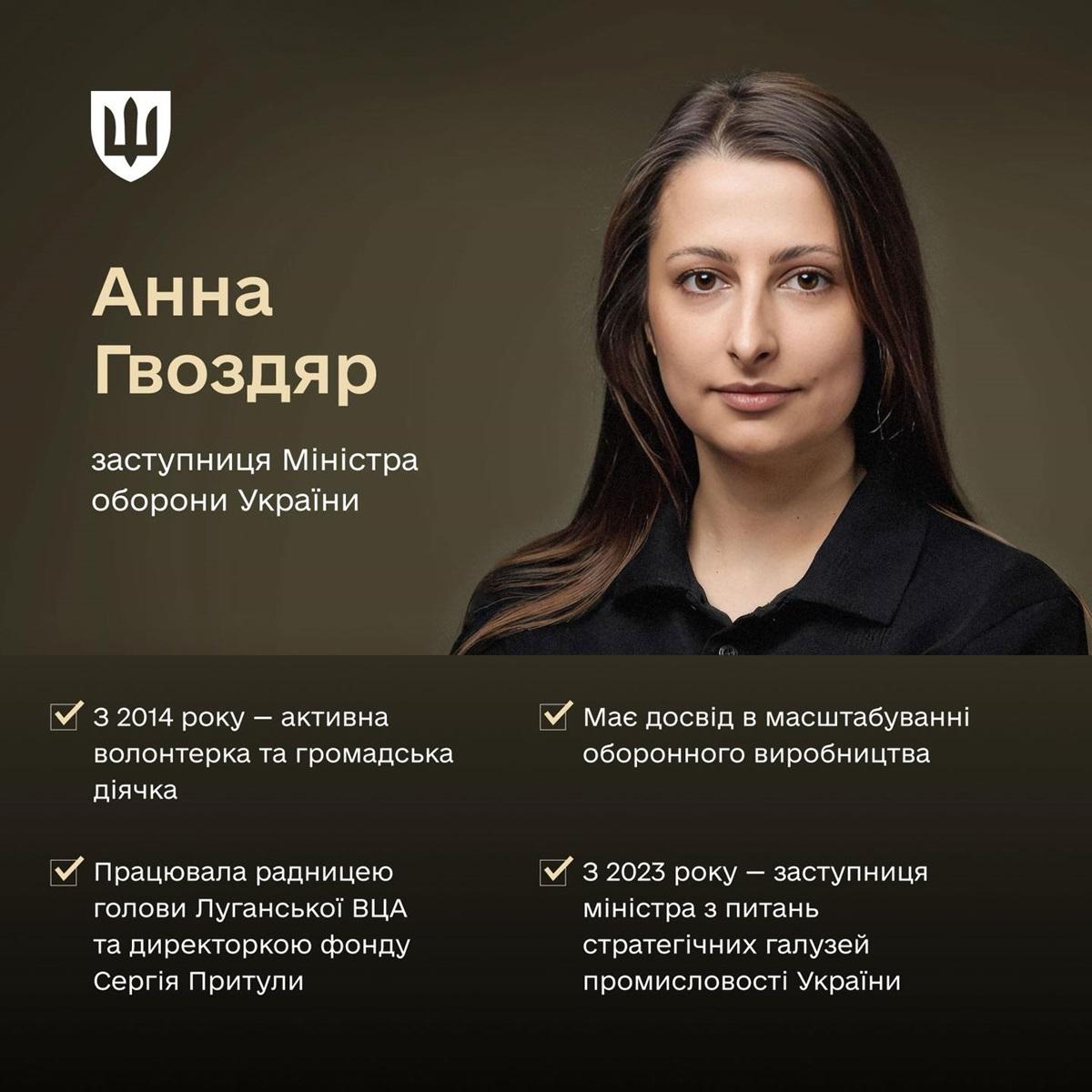 Гвоздяр з 2020 по 2023 рік обіймала посаду директора Благодійного фонду Сергія Притули / фото - facebook.com/MinistryofDefence.UA