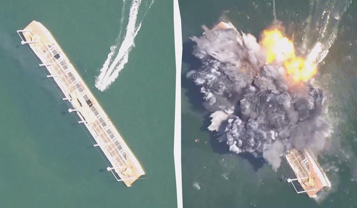 Кадри з випробувань дрона на Балтиці / колаж УНІАН, кадри з відео Кадри з випробувань дрона на Балтиці / колаж УНІАН, кадри з відео