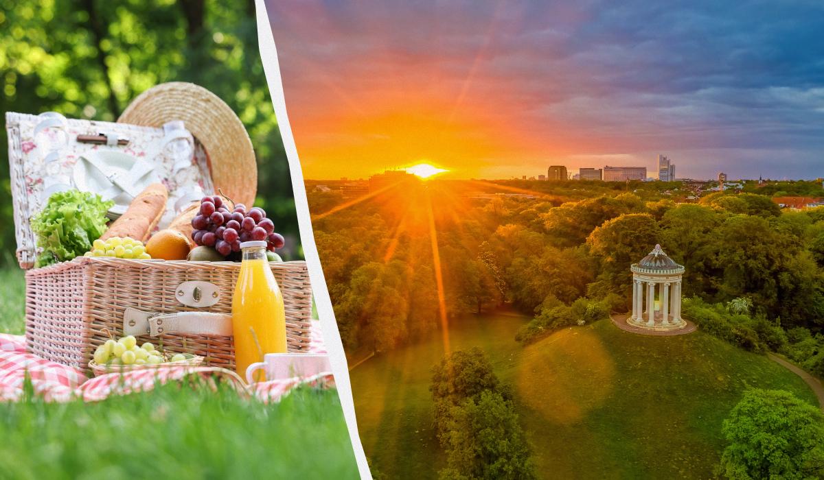 Английский сад в Мюнхене идеально подходит для пикника на природе / коллаж УНИАН, фото ua.depositphotos.com
