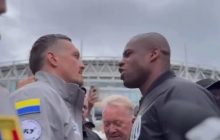 Усик і Дюбуа провели битву поглядів перед реваншем: британець кричав в обличчя українцю