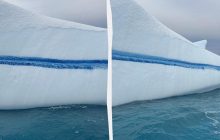 Ледник-сэндвич: украинские полярники сфотографировали очень необычный айсберг
