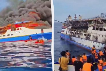 В Індонезії пором із спаленими сотнями пасажирів, врятованих наполовину (відео)