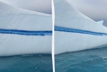 Льдовик-сендвіч: українські полярники сфотографували дуже незвичайний айсберг