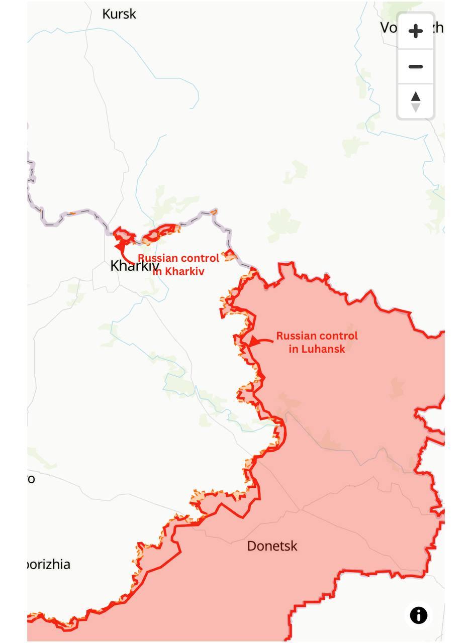 Росія прагне повного контролю над східною Луганською областю України та може вимагати створення буферної зони на півночі Харківської області / Newsweek Росія прагне повного контролю над східною Луганською областю України та може вимагати створення буферної зони на півночі Харківської області / Newsweek