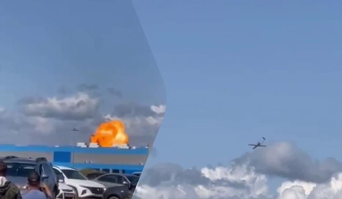 Дрони влучили прямо у склад з "Шахедами" / скріншоти Дрони влучили прямо у склад з "Шахедами" / скріншоти