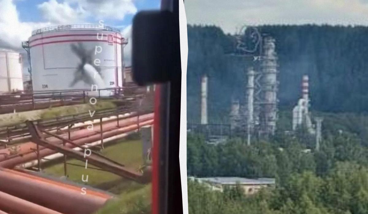 Українські дрони атакували НПЗ в Ухті / колаж УНІАН, кадри з відео Українські дрони атакували НПЗ в Ухті / колаж УНІАН, кадри з відео