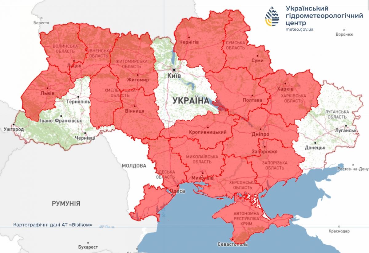 15 августа во многих областях Украины объявлена чрезвычайная пожарная опасность / фото Укргидрометцентр 15 августа во многих областях Украины объявлена чрезвычайная пожарная опасность / фото Укргидрометцентр