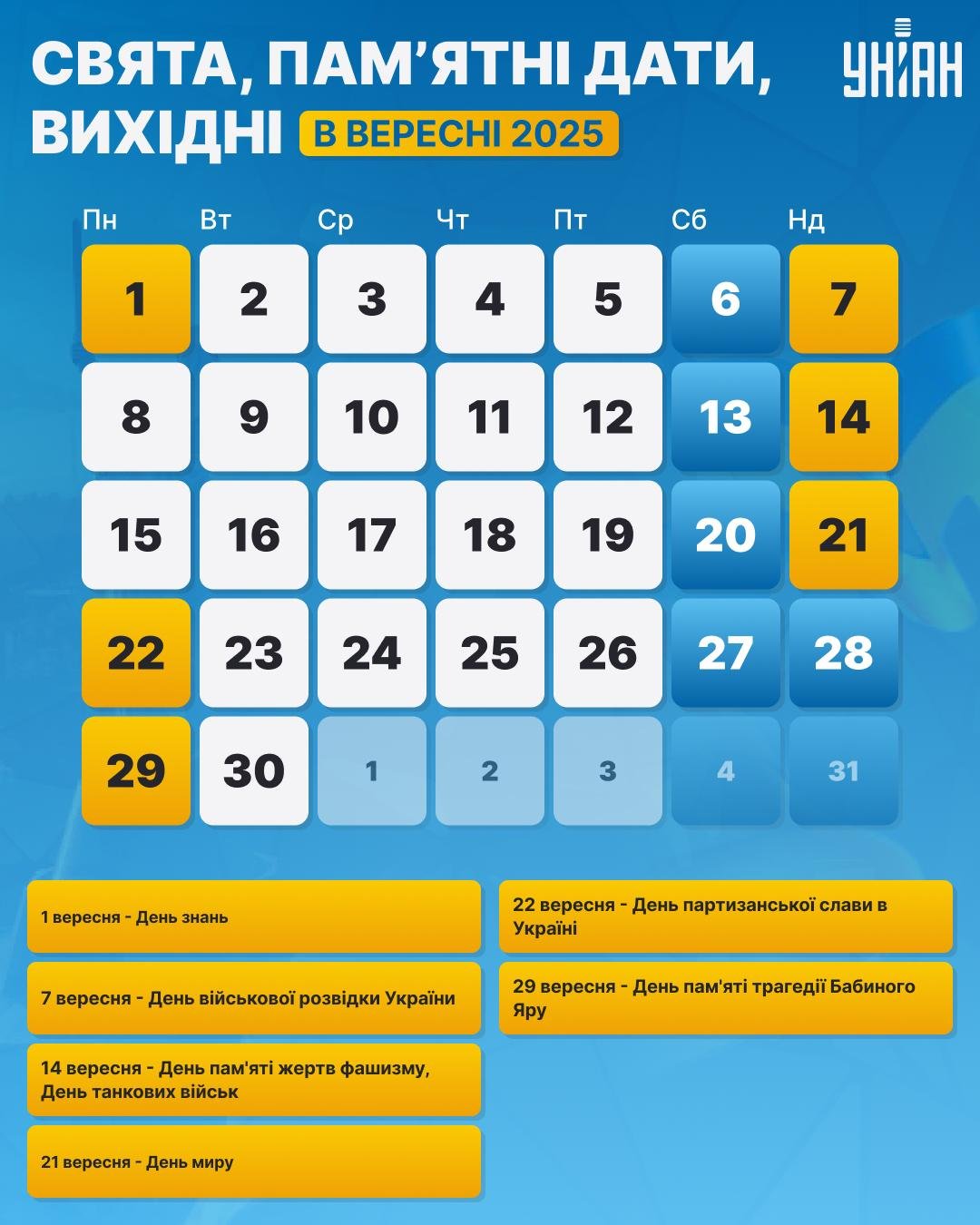 Свята у вересні в Україні Свята у вересні в Україні