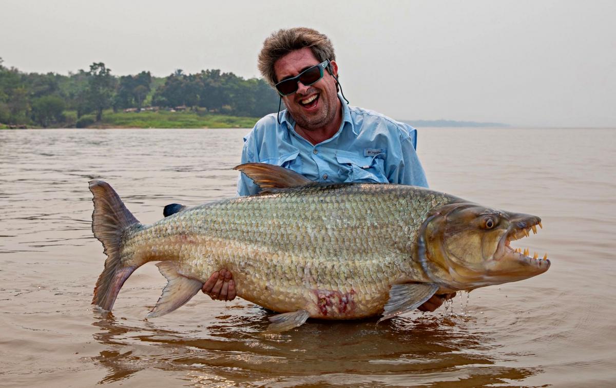 Гері Ньюман з рибою, яку виловив у річці Конго / фото Boroma fishing&Mbenga Congo Гері Ньюман з рибою, яку виловив у річці Конго / фото Boroma fishing&Mbenga Congo