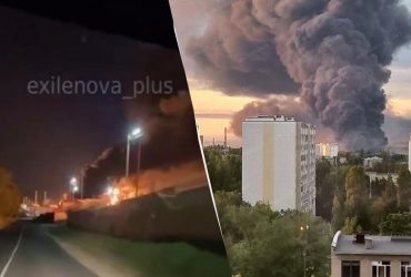 У російському Саратові вирує масштабна пожежа на НПЗ після атаки дронів (відео)
