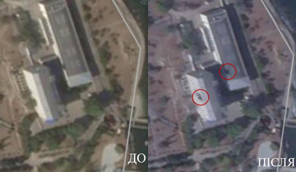 В ВМС ВСУ показали спутниковые снимки пораженного объекта / Коллаж УНИАН, фото - ВМС ВСУ В ВМС ВСУ показали спутниковые снимки пораженного объекта / Коллаж УНИАН, фото - ВМС ВСУ