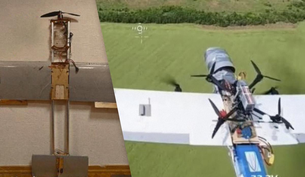 Ударний дрон росіяни переробили на носій FPV / колаж УНІАН, фото ГУР, Сергій "Флеш" Бескрестнов Ударний дрон росіяни переробили на носій FPV / колаж УНІАН, фото ГУР, Сергій "Флеш" Бескрестнов