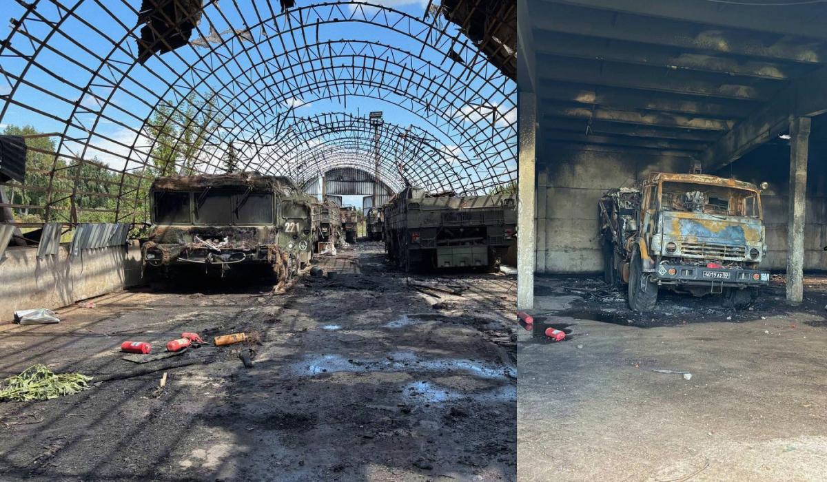 На полігоні "Молькіно" згоріли російські "Іскандери" / колаж УНІАН, фото Telegram-канал Досье шпиона