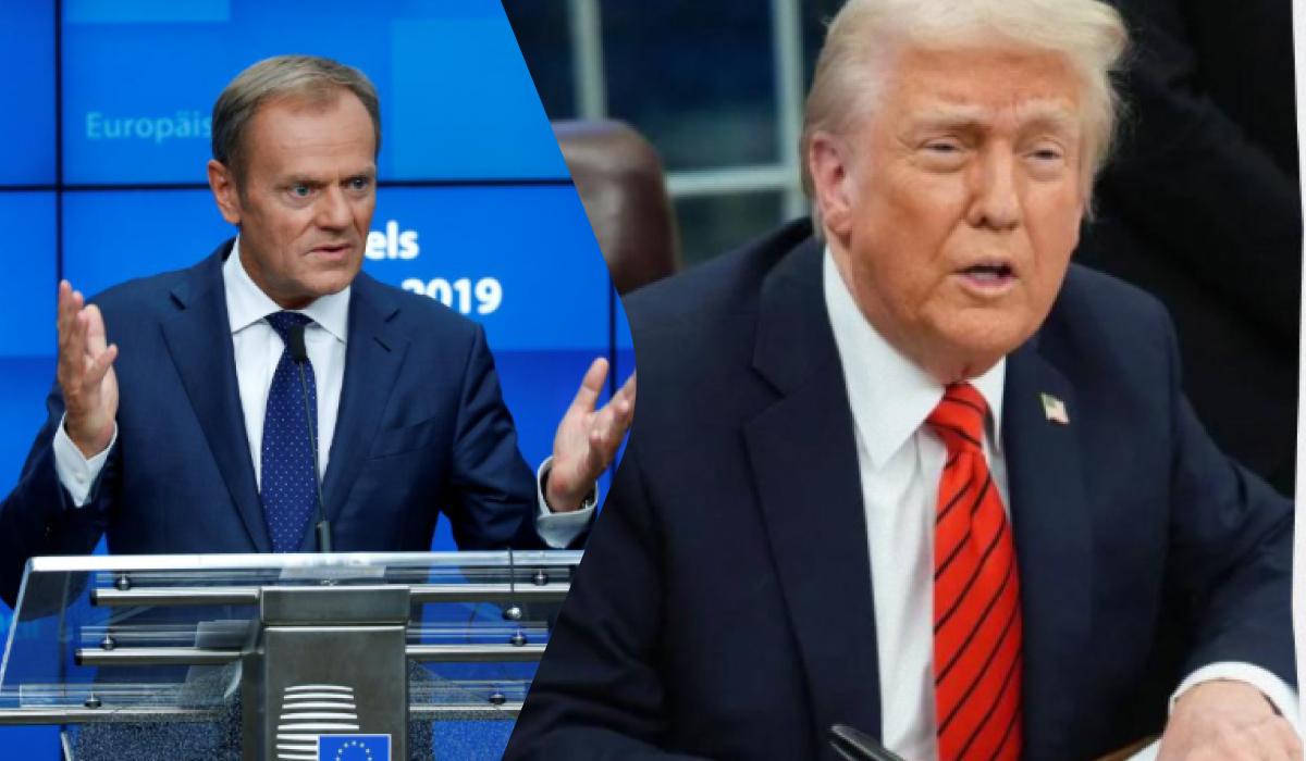 Туск объяснил, что может стоять за громким заявлением Трампа / коллаж УНИАН, фото GettyImages, REUTERS Туск объяснил, что может стоять за громким заявлением Трампа / коллаж УНИАН, фото GettyImages, REUTERS