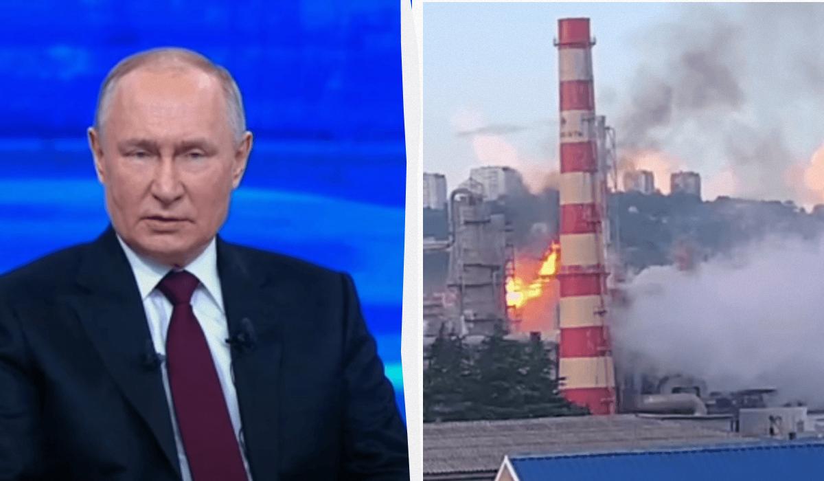 Путін вражений паливною кризою в Росії / Колаж УНІАН, скриншоти Путін вражений паливною кризою в Росії / Колаж УНІАН, скриншоти