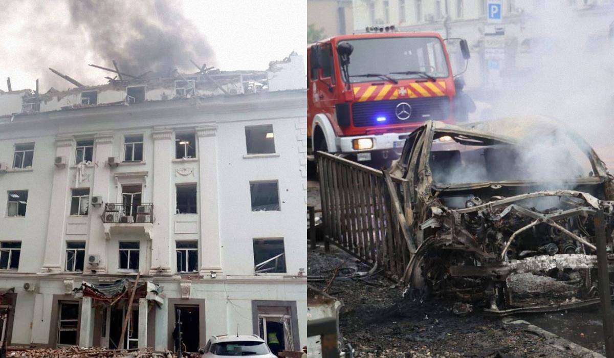 РФ атаковала Днепр беспилотниками / коллаж УНИАН, фото ГСЧС РФ атаковала Днепр беспилотниками / коллаж УНИАН, фото ГСЧС