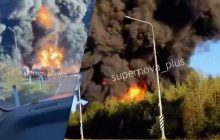 У РФ зійшли з рейок 18 вагонів з пальним, спалахнула масштабна пожежа (відео)