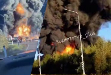 У РФ зійшли з рейок 18 вагонів з пальним, спалахнула масштабна пожежа (відео)