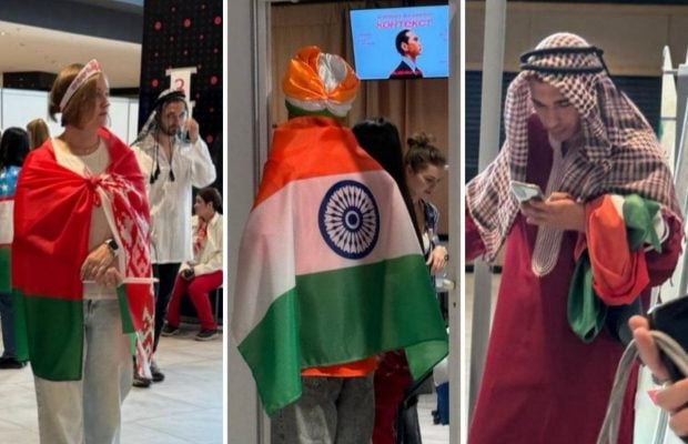 У Росії провели пародію на "Євробачення" з масовкою замість іноземних фанів