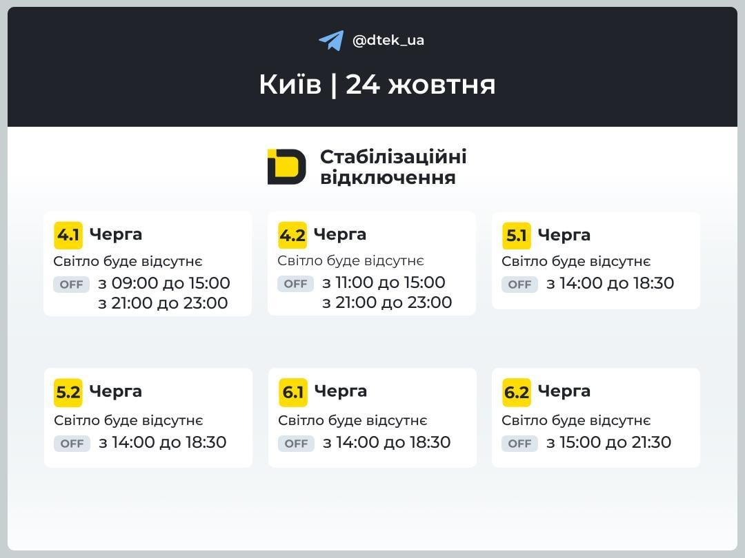 Отключения продолжатся: у кого будут выключать свет 24 октября Отключения продолжатся: у кого будут выключать свет 24 октября