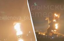 У Криму після атаки дронів спалахнула пожежа на найбільшій нафтобазі (відео)