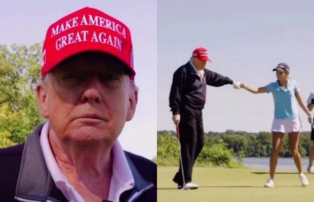Трамп сыграл в гольф с внучкой и попал в скандал из-за российского трека (видео)