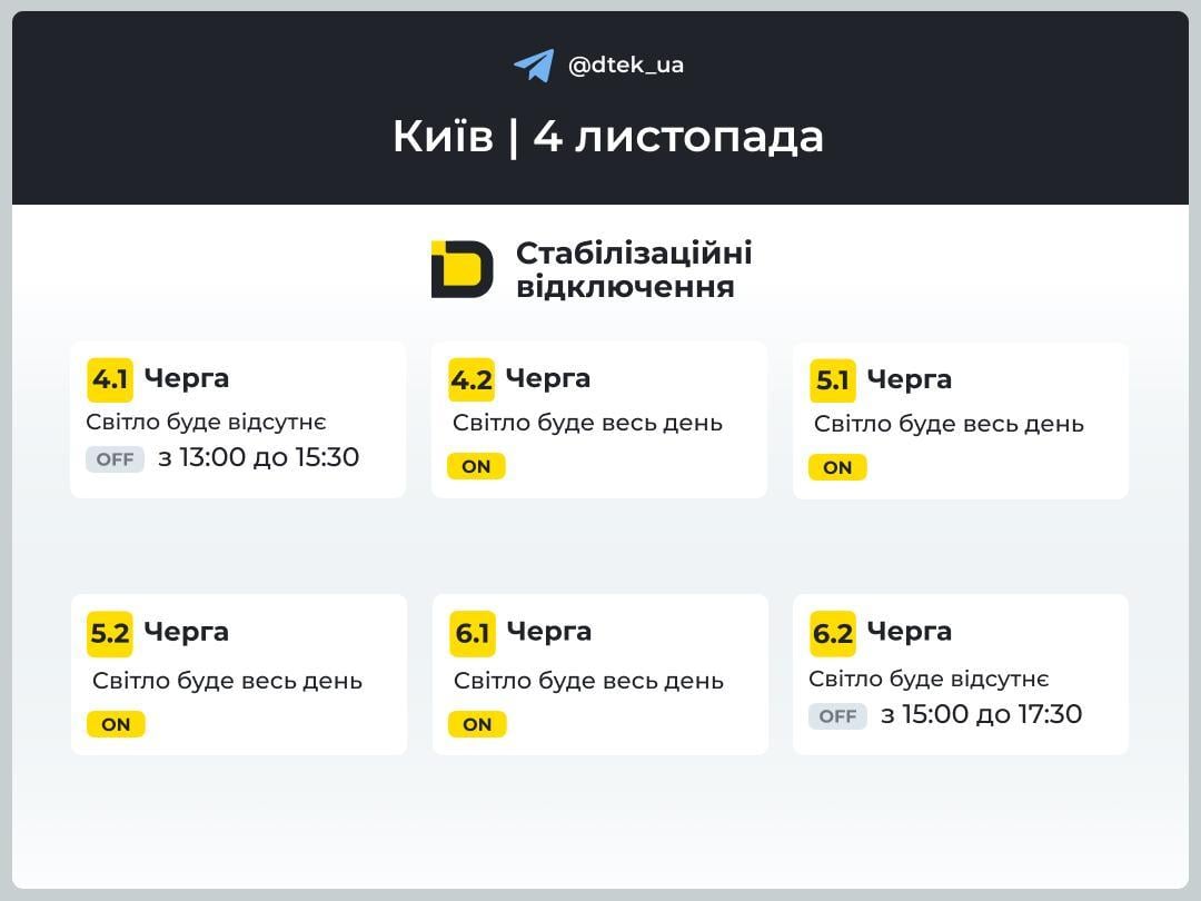 В Україні змінили графіки відключення світла: коли не буде електроенергії 4 листопада В Україні змінили графіки відключення світла: коли не буде електроенергії 4 листопада
