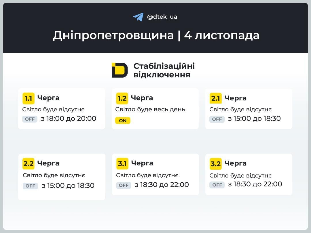 В Україні змінили графіки відключення світла: коли не буде електроенергії 4 листопада В Україні змінили графіки відключення світла: коли не буде електроенергії 4 листопада
