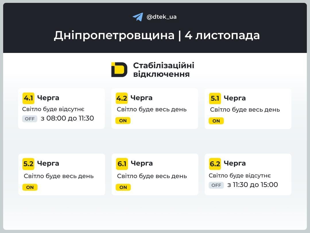В Україні змінили графіки відключення світла: коли не буде електроенергії 4 листопада В Україні змінили графіки відключення світла: коли не буде електроенергії 4 листопада