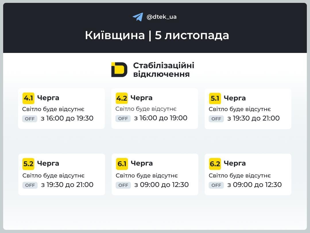 Графік відключення світла Київська область Графік відключення світла Київська область