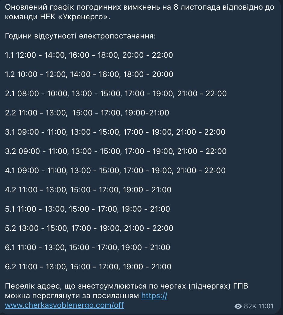 График для Черкасской области / ДТЭК График для Черкасской области / ДТЭК