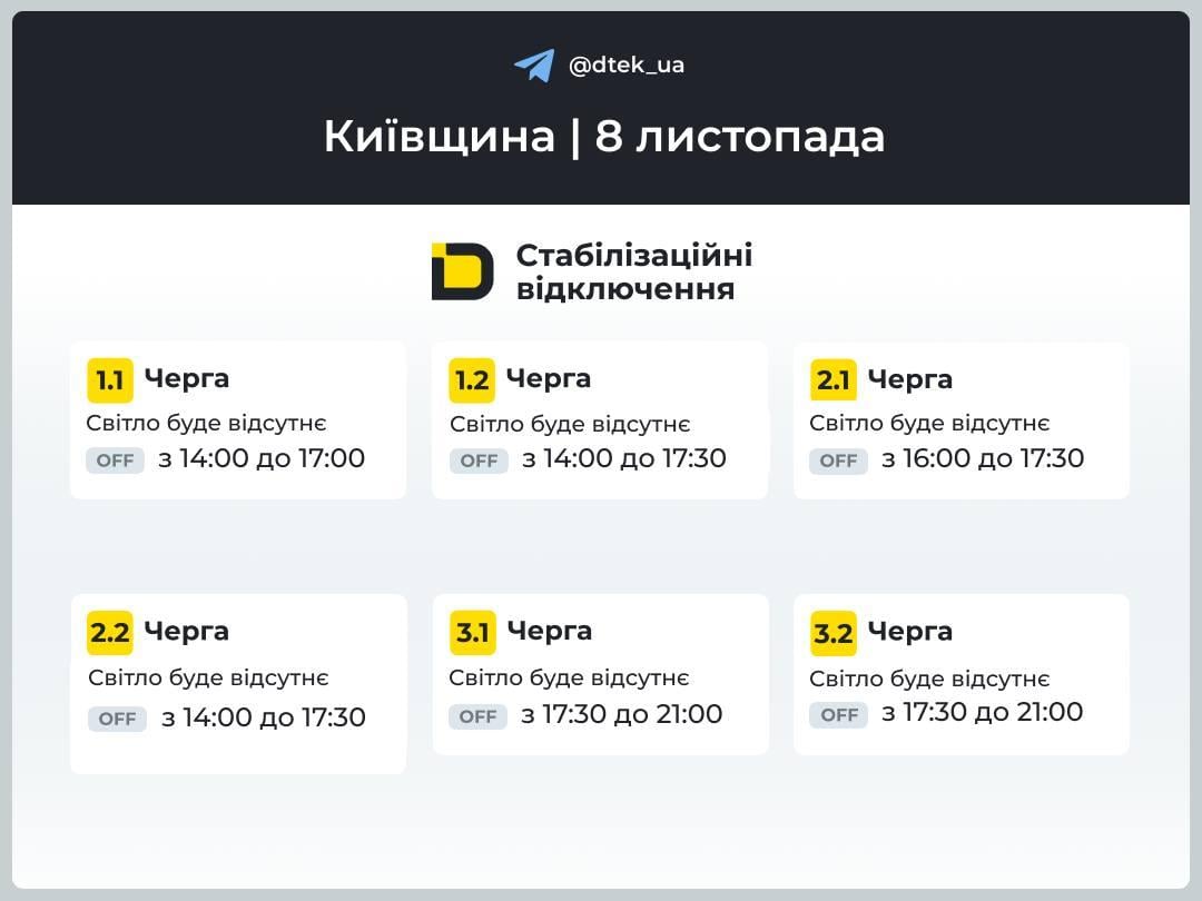 График для Киевщины / ДТЭК График для Киевщины / ДТЭК