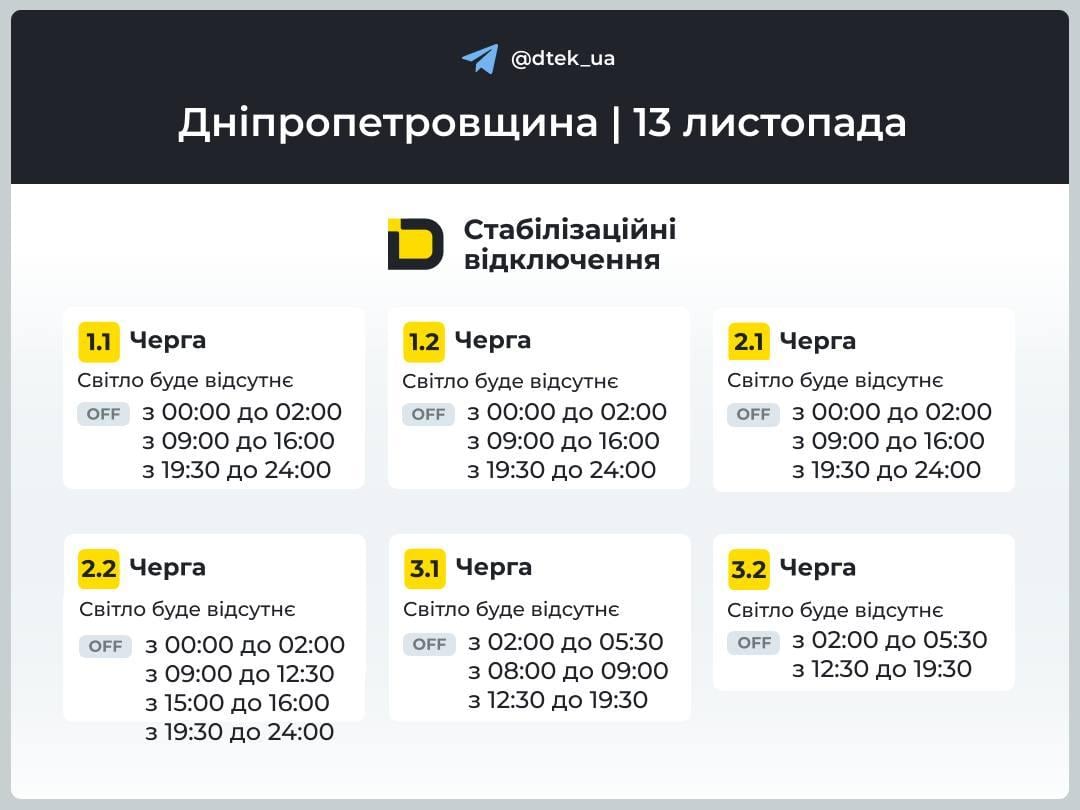 В четверг в Украине будут действовать графики: как планируют выключать свет 13 ноября
