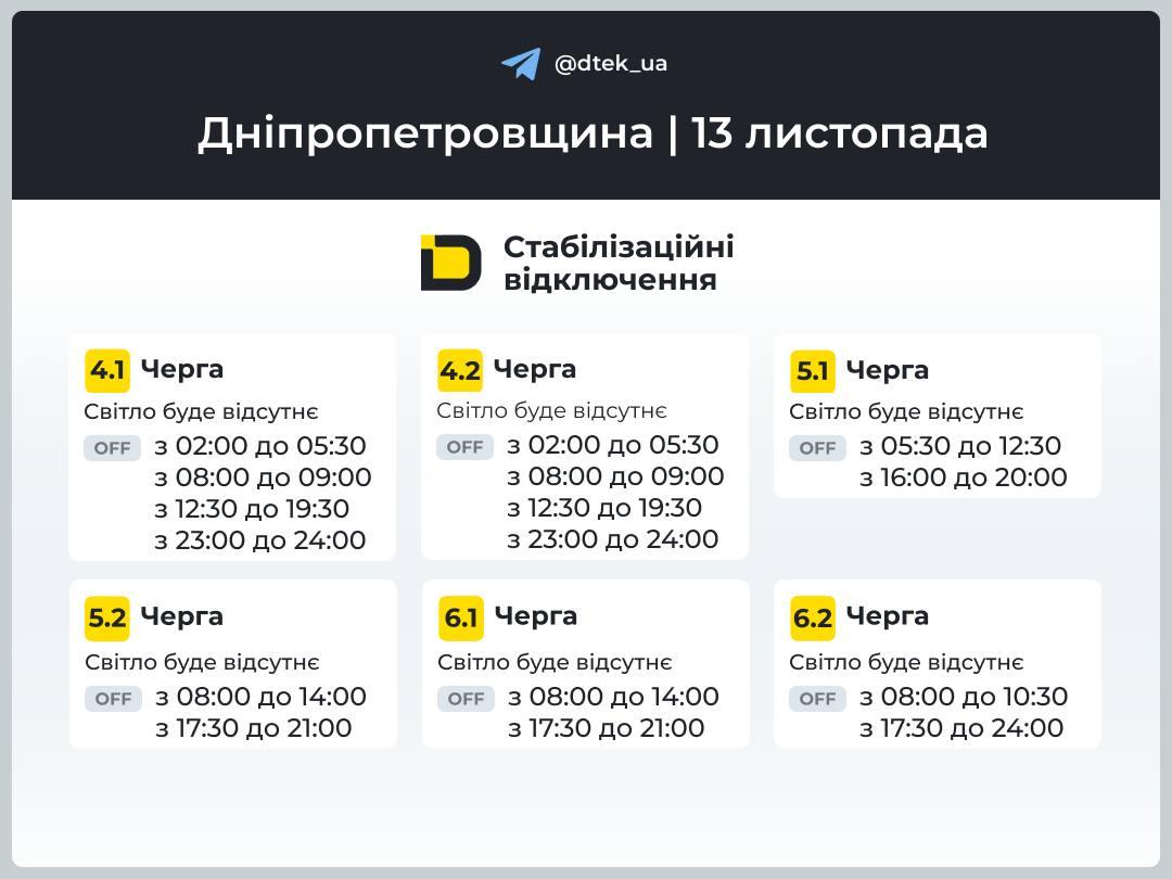 У четвер в Україні діятимуть графіки: як вимикатимуть світло 13 листопада У четвер в Україні діятимуть графіки: як вимикатимуть світло 13 листопада