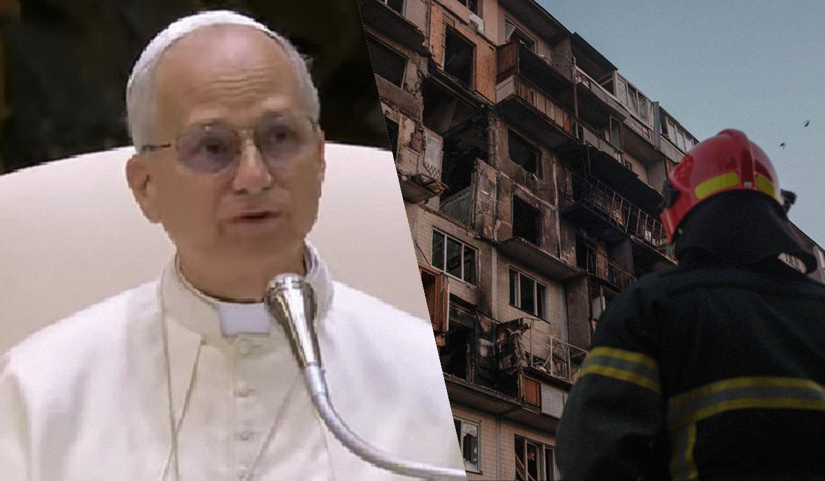 Папа Римський зазначив, що атаки РФ призводять до жертв та втрти українцями даху над головою / Колаж: УНІАН, фото: скріншот з відео, t.me/dsns_kyiv Папа Римський зазначив, що атаки РФ призводять до жертв та втрти українцями даху над головою / Колаж: УНІАН, фото: скріншот з відео, t.me/dsns_kyiv