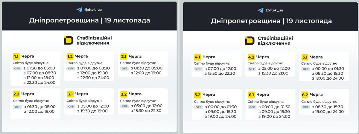 Графіки для Одещини/ інфографіка t.me/dtek_ua