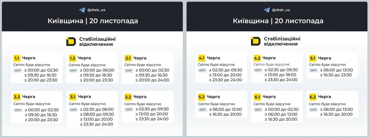 Графики отключения света в Киеве 7 ноября / фото ДТЭК