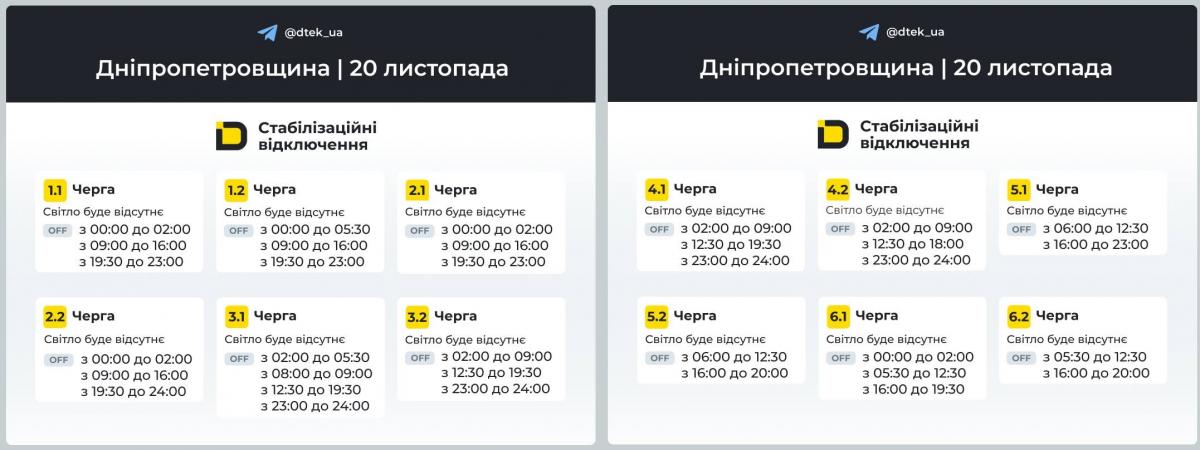Графіки відключення світла на Київщині 12 листопада / фото ДТЕК